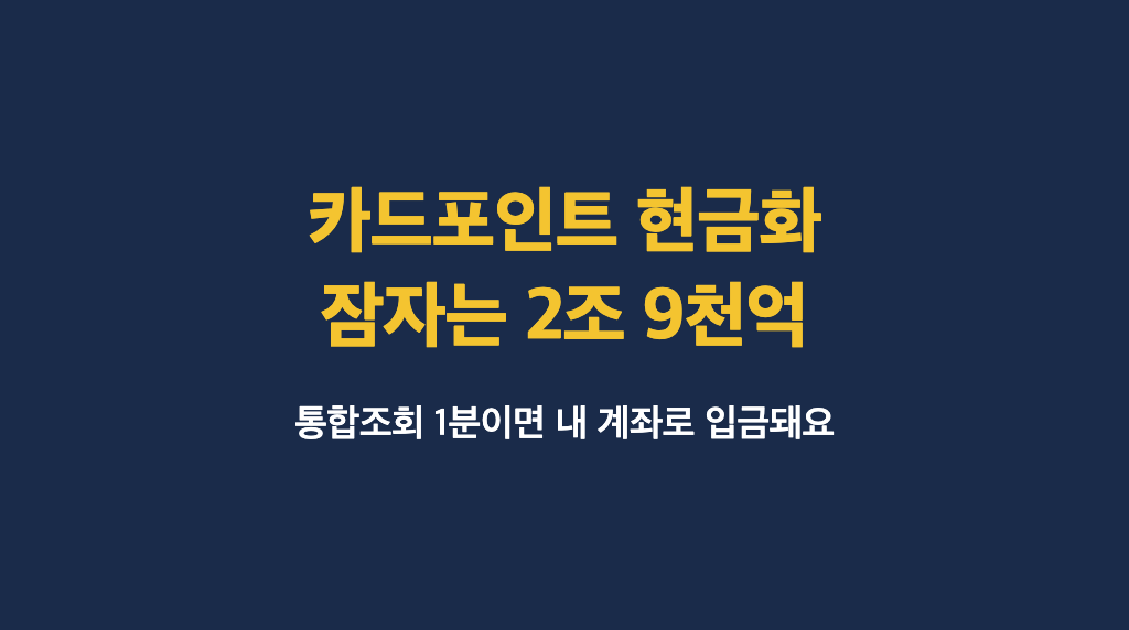 카드포인트 현금화 통합조회 계좌입금 안내 대표 이미지