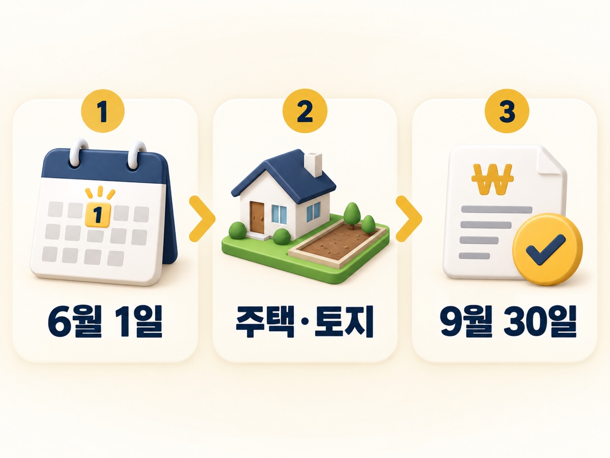 6월 1일 소유자에게 주택 2기분과 토지분 재산세가 부과되는 구조